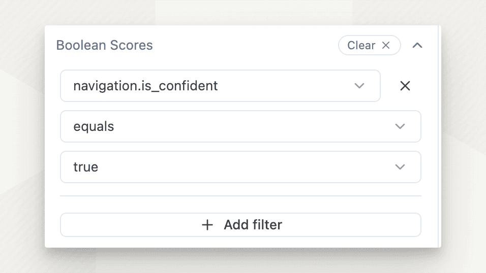 Filter by boolean scores